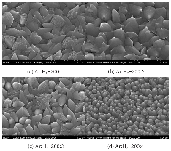 The FE-SEM images of the hydrogen-annealed AZO films.