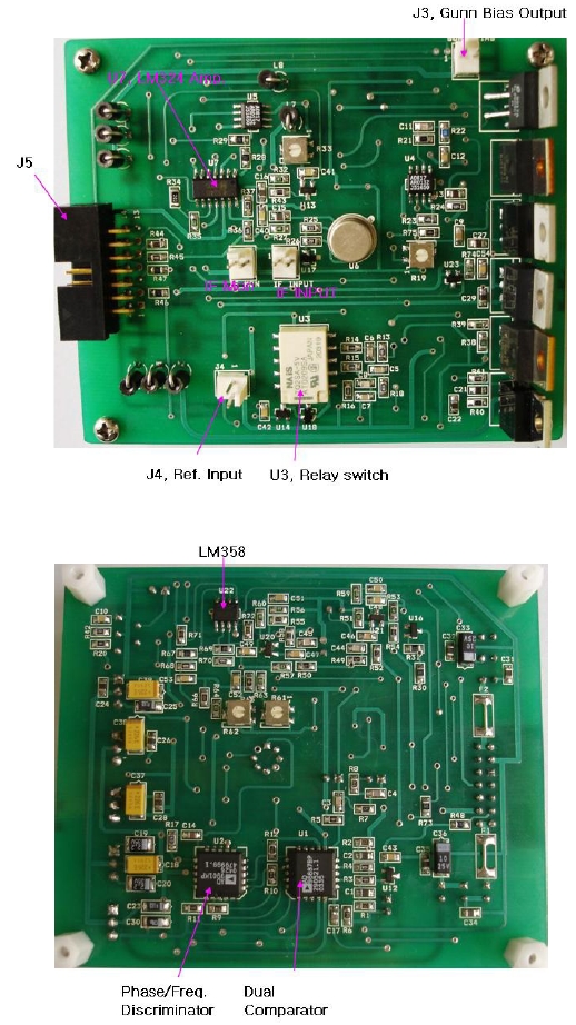 DPLL controller PCB (up: front, down: rear).