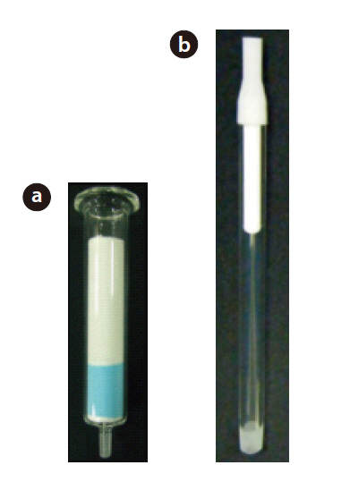 Multi-layer silica gel column/alumina column set. (a) Multilayer silica gel column (b) alumina column.