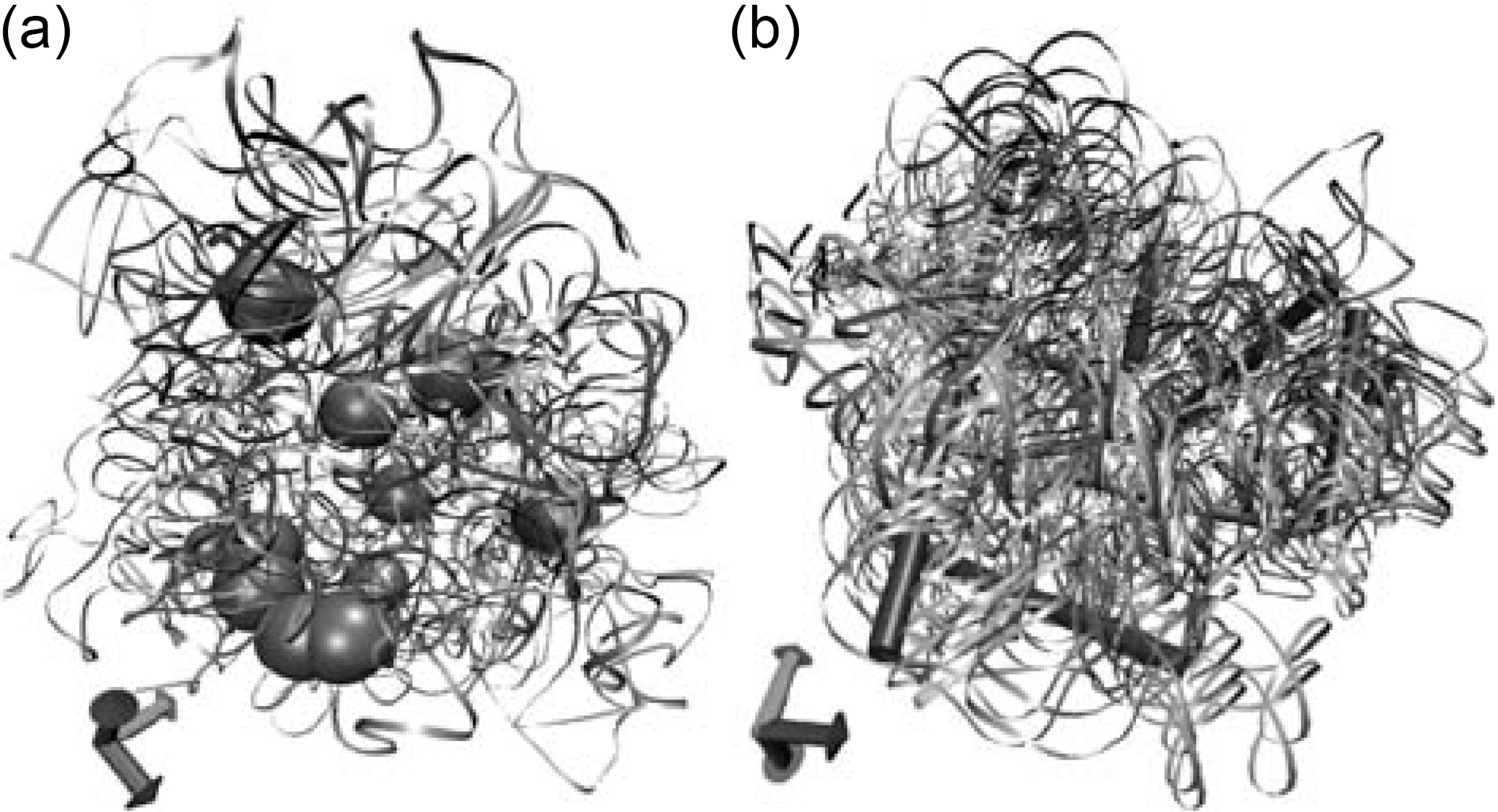 3-D schematic demonstration of nanocomposite systems: (a) with spherical fillers (such as Al2O3 and SiO2) (b) with rodlike filler (such as clay or carbon nanotubes) [18].