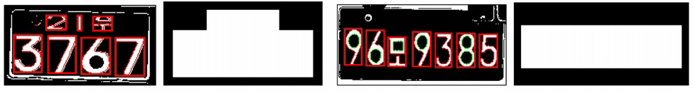 Two reference images: Connected components ofcharacters and their segmented inner area and outer area.
