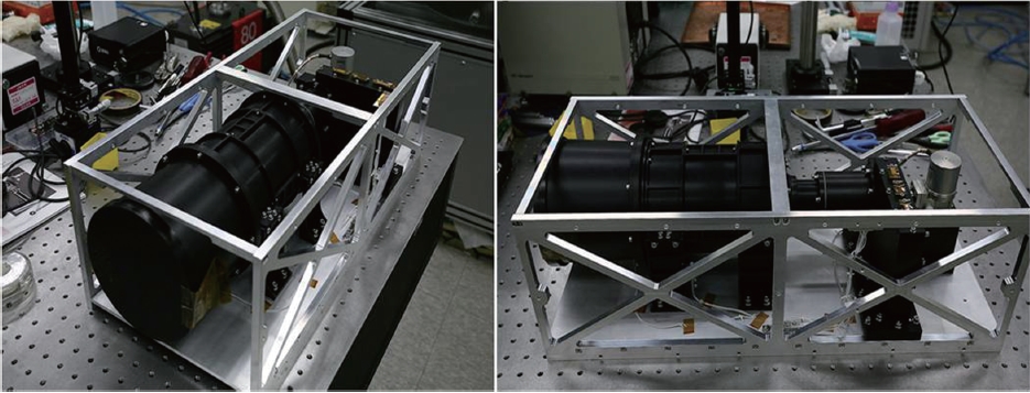 Pictures of the assembled Earth observation camera.