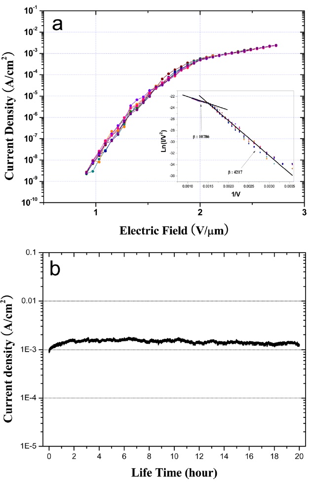 Field emission properties of the well-aligned thin multi-walledcarbon nanotubes.