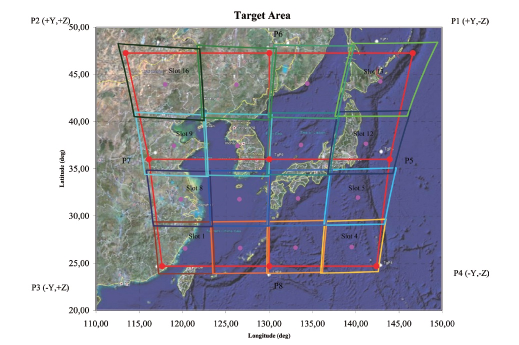 Geostationary ocean color imager observational coverage area (Cho et al. 2009, 2010).