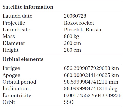 KOMPSAT-2 satellite and orbit specification.*