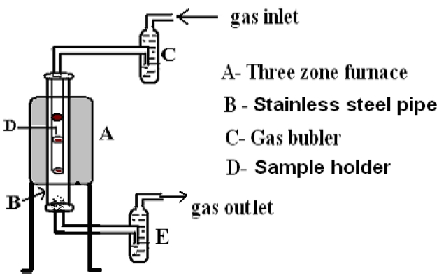 Schematic diagram of apparatus used for pyrolysis of fibrous plant materials.