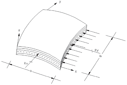 Doubly curved panel under in-plane harmonic loading