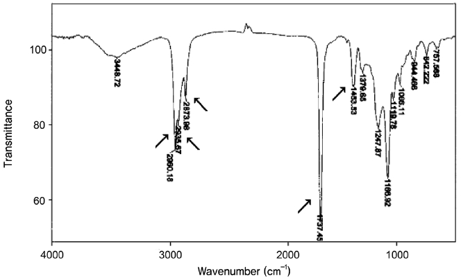 FT-IR spectrum of copolymer containing perfluoroacrylate.