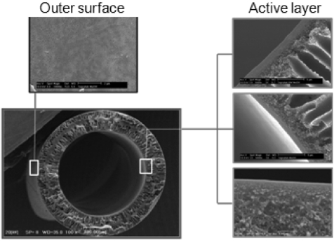 Active layer deposited on porous support layer.