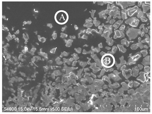 SEM image of YSZ surface after 13 days operation of DCFC fueled by ash-free coal with 10 wt% K2CO3.