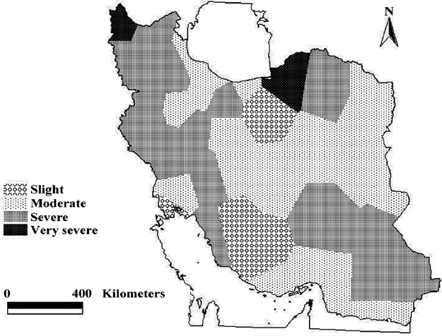 Hazard map of drought vulnerability.