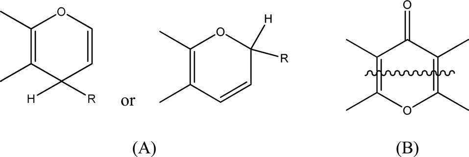 Functional groups of basic character (a) chromene, (b) pyronelike.