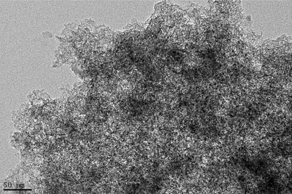 Transmission electron microscopy image of MSP-20-S01 composite.