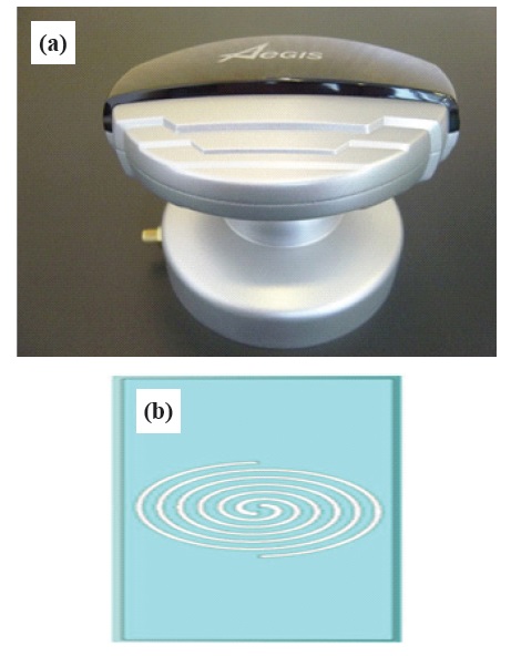(a) UHF sensor and (b) antenna structure of the measurement equipment.
