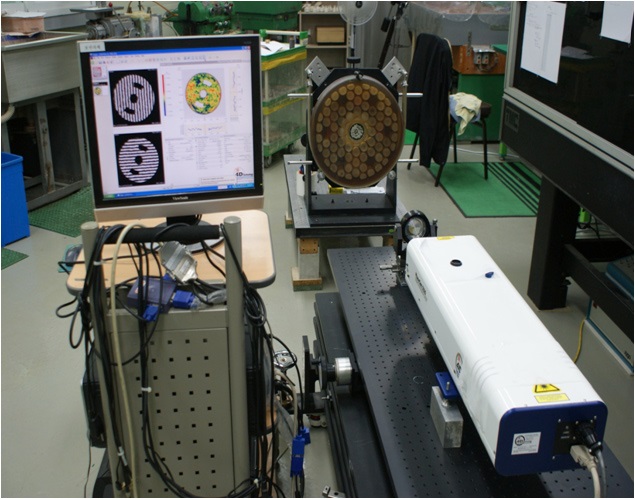Optical performance measurement of the primary mirror using a laser interferometer.