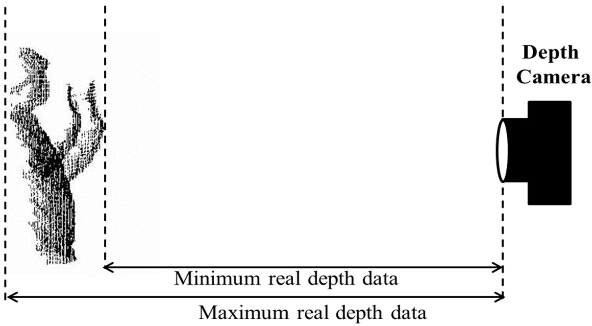 An example of real depth data distribution from a 3D object using the depth camera.