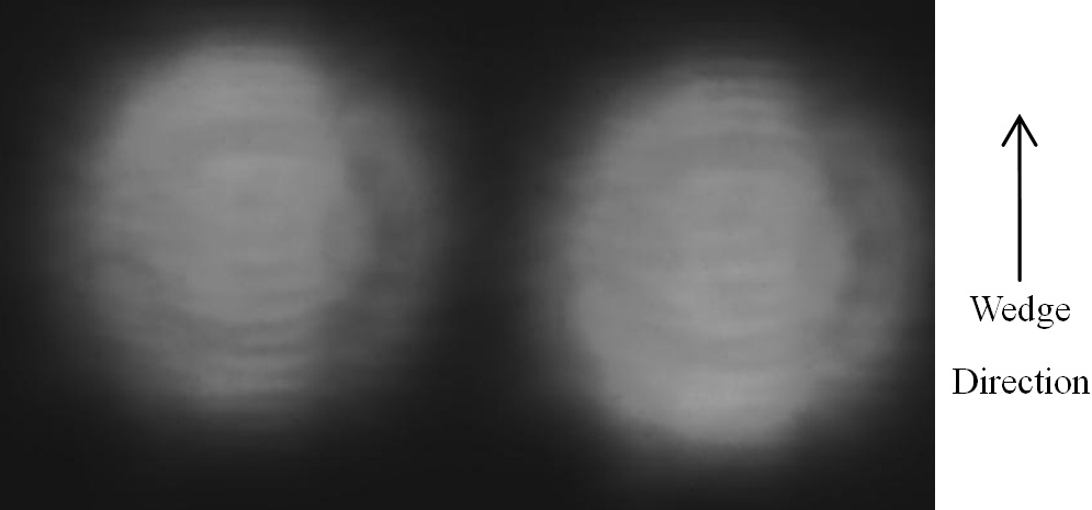 The image captured by the CMOS camerawith different initial intensity.