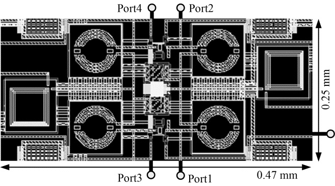 Layout (Core) of the tunable active directional coupler.