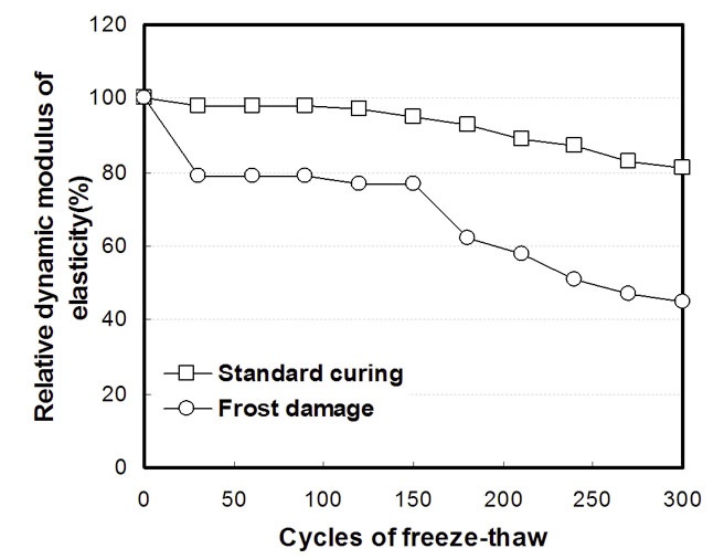 Comparison of Relative Dynamic Modulus of Elasticity According to the Eventual Occurrence of Early Frost Damage