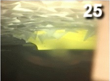 Underwater view of resistance test with synthetic ice.