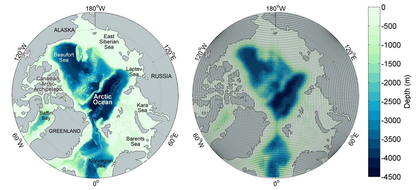 Model domain and bathymetry.