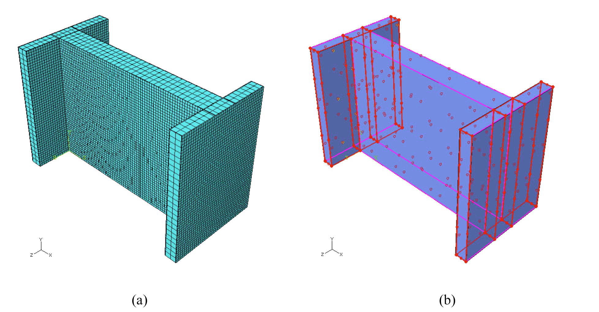 (a) Element Mesh and (b) Interface Element Configuration Adopted for Simulation.