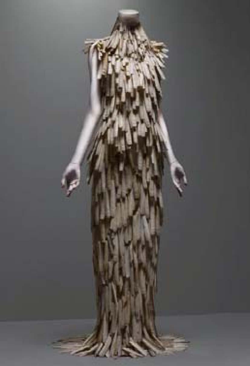 Surface texture formed with shells, Alexander McQeen, 2001 S/S. blog.metmuseum.org.