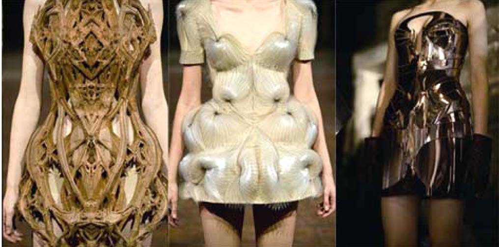 Surface texture created by 3D printing, laser, and electroplating bath techniques Iris van Herpen, 2012 S/S. www.irisvanherpen.com.