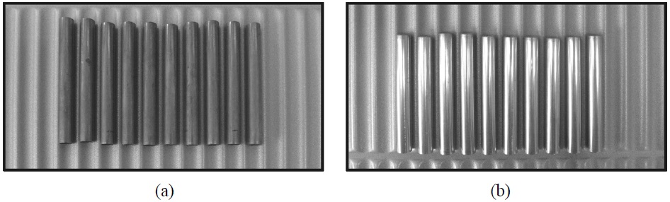 Comparison of tube (a) before and (b) after cleaning.