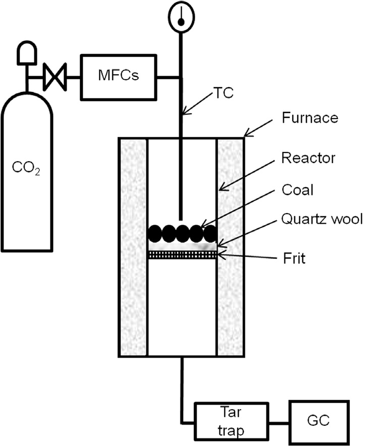 Schematic view of a fixed bed gasification reactor.