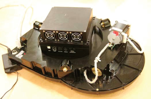 Detector subsytem hardware. OWL detector subsystem (DT system) hardware is composed of a CCD camera, filter wheel, chopper and time tagger. The time tagger is not shown in this picture.
