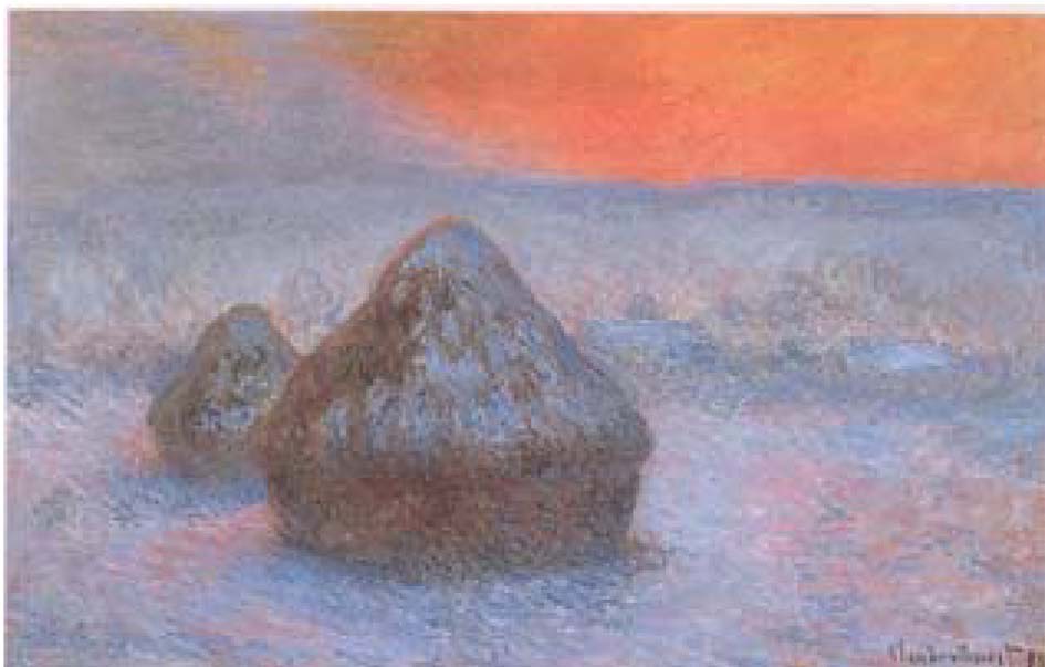 Claude Monet, 「Haystacks(Sunset, Effects of snow)」, 1891. Impressionism (2001), p.351.