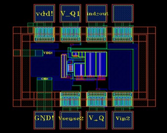Layout of the current-sensing circuit of the DC-DC buck converter.