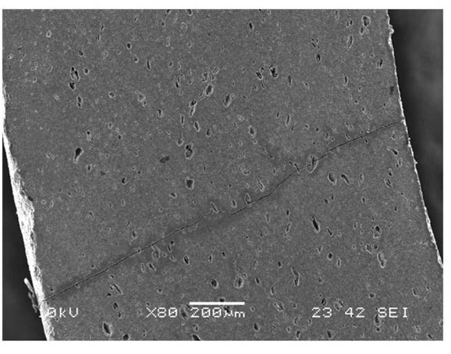 Cracked SiC Specimen after Quenching at T=450℃