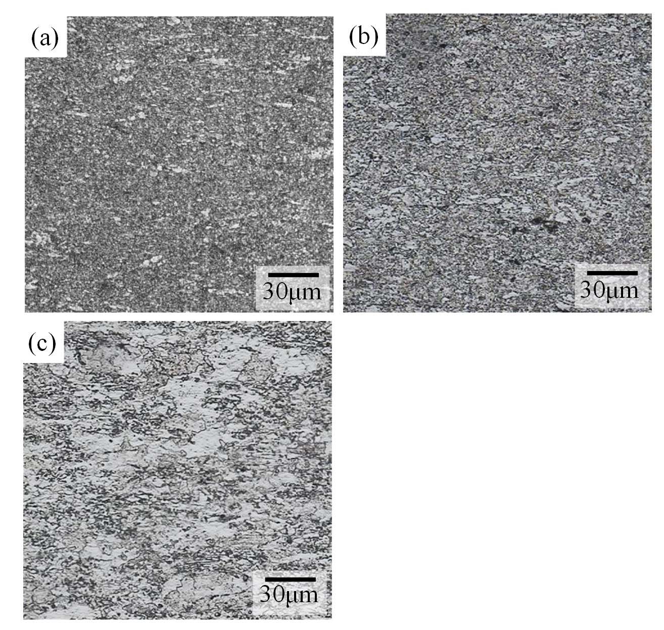 Optical Micrographs of 10Cr ODS Steels in Various
Heat Treatments; (a) NT, (b) HR-T, and (c) FC.
