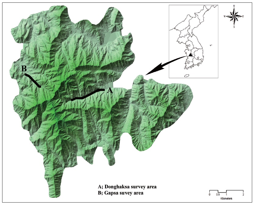 Map of study area, Mt. Gyeryong National Park.