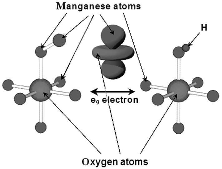 The shape of the eg electron points directly towards the surface
O atom and plays an important role during O22-/OH- exchange.