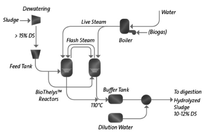 Process diagram of BiothelysTM, Veolia[55].