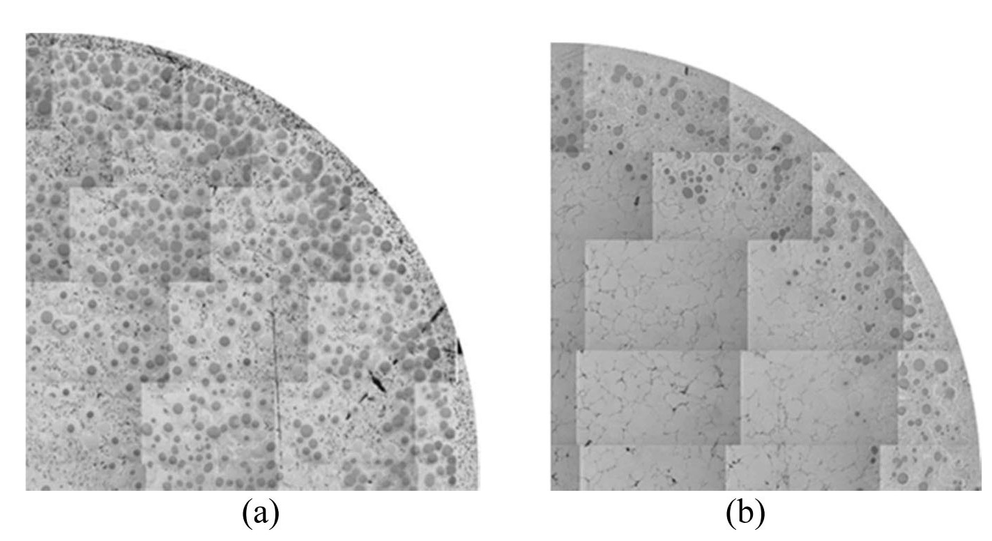 Effect of Fuel Particle Size on IL Formation during
Irradiation: (a) Coarse U-Mo Particles and (b) Fine U-Mo
Particles[27].