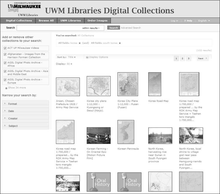 Screenshot of the UWM Libraries Digital Collections