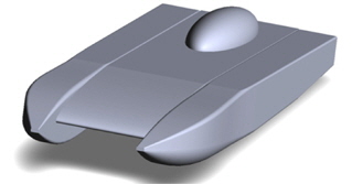Three-dimensional render of a simplified tunnel hull.