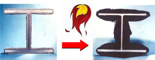 Appearance of PFP before and after a hydrocarbon fire.