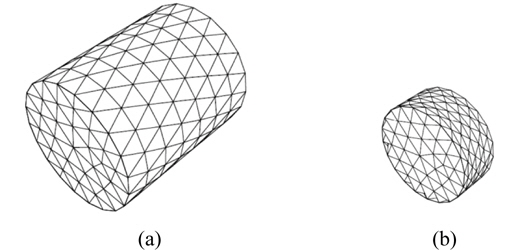 Spring-based smoothing on interior nodes: (a) Start, (b) End.