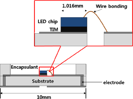 Schematic drawing of the single-chip LED package used in this study.