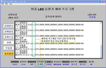 제어 시스템 테스트 화면(LED-200 시험)