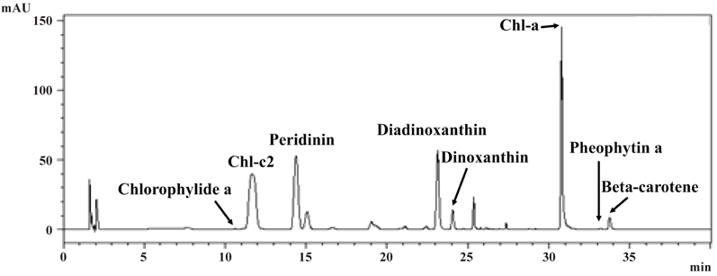 Chromatogram of Ansanella granifera gen. et sp. nov. derived by using high-performance liquid chromatography.