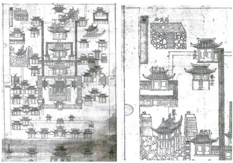 『Gyeongbokgung-Do』 in Sotheby's (left) and Enlarged Picture of Ganui-Dae in the Map (right).
