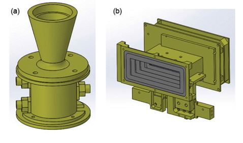 Mechanical design of the space radiation detectors: (a) HEPD and (b) MEPD.