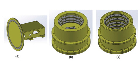 Mechanical design of space plasma detectors: (a) LP, (b) RPA, and (c) IDM.