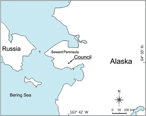 Map showing the location of the study site, Council, Alaska, USA.